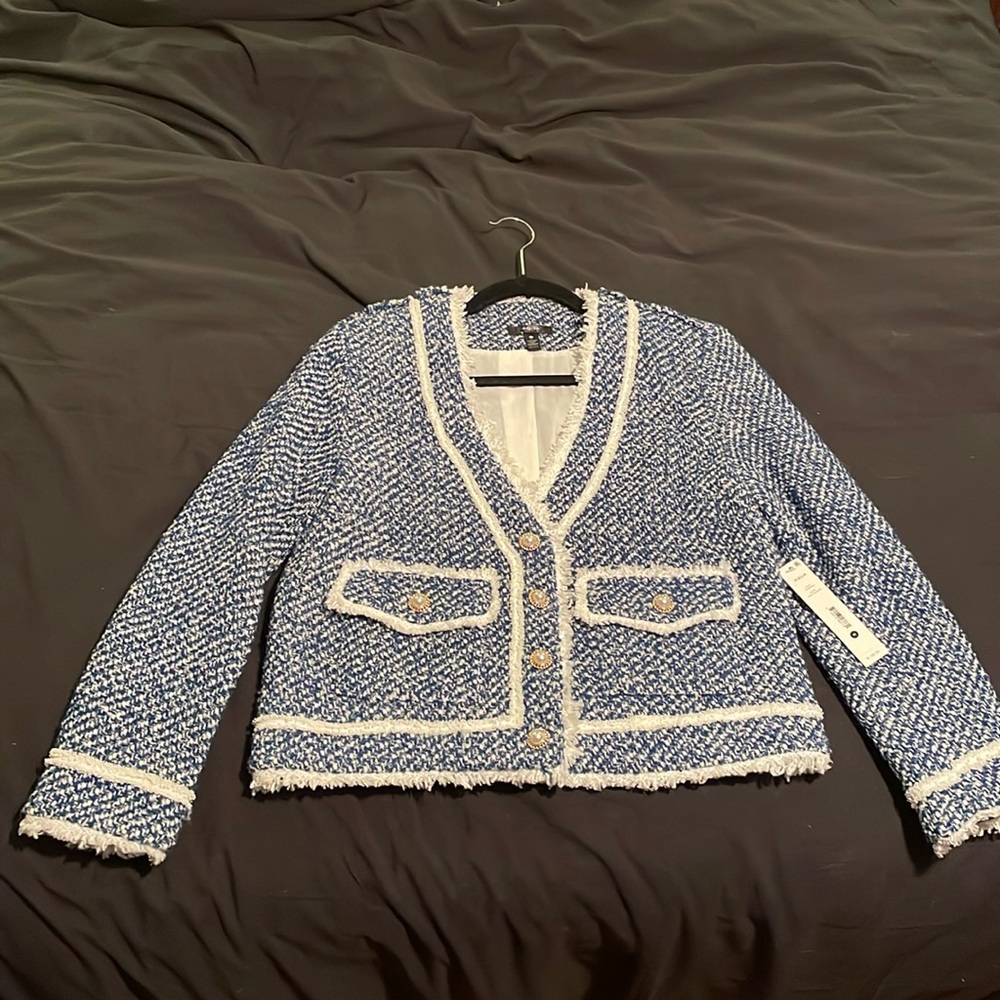 Aqua Boucle Tweed blazer